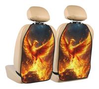 Woshuwo Phoenix Rising From Flames - Protectores de asiento de coche, 2 unidades con bolsillos de almacenamiento para proteger de la suciedad, el barro y los arañazos