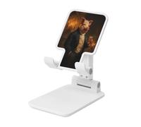 Woshuwo Pig Dressed In A Victorian-Era Suit Soporte plegable para teléfono celular, ángulo ajustable, altura de escritorio, portátil, compatible con todos los teléfonos inteligentes, estilo blanco