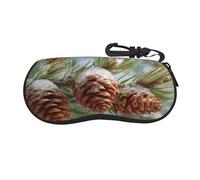 Woshuwo Pine Cones On Evergreen Tree - Funda portátil para gafas de sol, bolsa para gafas de sol