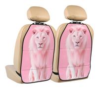 Woshuwo Pink Lion - Protectores para asiento trasero de coche, paquete de 2 alfombrillas con bolsillos de almacenamiento para proteger de arañazos de barro y suciedad