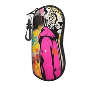 Woshuwo Pink Panther Graffiti Street Art - Funda portátil para gafas de sol con luz