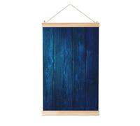 Woshuwo Pintura colgante de lino azul marino con sutil lino azul, arte de pared de lino para el hogar, obra de arte moderna para decoración de granja, 40 x 60 cm