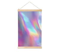Woshuwo Pintura holográfica de lino con textura de arco iris pastel, arte de pared de lino, obra de arte moderna para decoración de granja, 40 x 60 cm