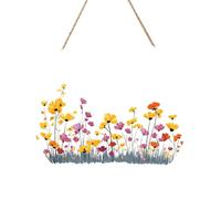 Woshuwo Placa de bienvenida de madera con diseño de campo de flores silvestres de la era de los años 50 para puerta delantera, 30 cm, redondo, para decoración de casa de campo