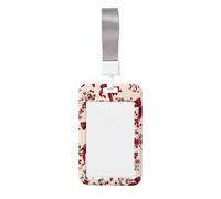 Woshuwo Porta tarjetas de identificación con diseño de lazos rojos y bayas, de plástico duro, protector de etiqueta de nombre para enfermeras y oficina