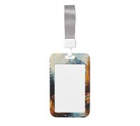 Woshuwo Porta tarjetas de identificación de plástico duro con diseño de ciervos y pinos, río y valle de montaña, rústico, protector de etiqueta para enfermeras y oficina