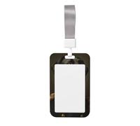 Woshuwo Porta tarjetas de identificación deslizante de plástico duro con diseño de perro negro vestido como un almirante, protector de etiqueta de nombre para enfermeras y oficina