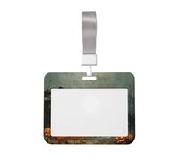 Woshuwo Portatarjetas de identificación de plástico duro con diseño de calabazas japonesas y casas japonesas, diseño vintage de Halloween, protector de etiqueta para enfermeras y oficina