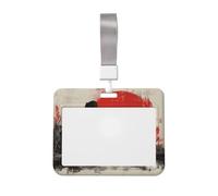 Woshuwo Portatarjetas de identificación deslizante de mujer japonesa con texto en inglés "Praying Japanese Woman", funda rígida para tarjetas de trabajo, protector de etiqueta de nombre