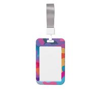 Woshuwo Portatarjetas de identificación deslizante de plástico duro con formas coloridas, protector de etiqueta de nombre para enfermeras y oficina