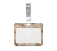 Woshuwo Portatarjetas de identificación deslizante de plástico duro con hojas de palmera en color beige, protector de etiqueta de nombre para enfermeras y oficina