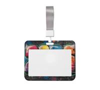 Woshuwo Portatarjetas de identificación deslizante estilo graffiti colorido 2026 de plástico duro para tarjetas de trabajo, protector de etiqueta de nombre para enfermeras y oficina