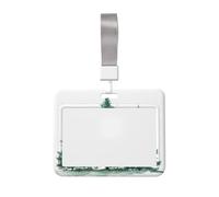 Woshuwo Portatarjetas de plástico duro con diseño de árboles de pino verde con nieve deslizante, protector de etiqueta de nombre para enfermeras y oficina