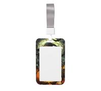 Woshuwo Portatarjetas de plástico duro con diseño de bruja sobre calabaza, diseño de águila y vitral, protector de etiqueta de nombre para enfermeras y oficina