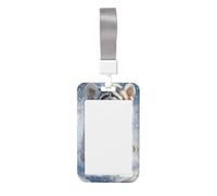 Woshuwo Portatarjetas de plástico duro con diseño de cachorro de tigre blanco jugando en la nieve, protector de etiqueta de nombre para enfermeras y oficina