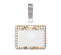 Woshuwo Portatarjetas de plástico duro con diseño de calabazas y flores blancas para tarjetas de trabajo, protector de nombre para enfermeras y oficina