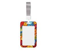 Woshuwo Portatarjetas de plástico duro con diseño de calabazas y hojas de otoño para tarjetas de identificación, protector de etiquetas de nombre para enfermeras y oficina