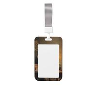 Woshuwo Portatarjetas de plástico duro con diseño de fantasmas vintage leyendo bajo la luz de las velas, protector para tarjetas de identificación para enfermeras y oficina