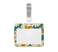Woshuwo Portatarjetas de plástico duro con diseño de flores de manzanilla vintage, protector de etiqueta de nombre para enfermeras y oficina