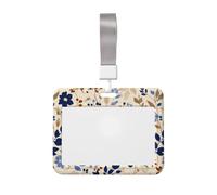 Woshuwo Portatarjetas de plástico duro con diseño de flores pequeñas y follaje deslizante, protector de etiqueta de nombre para enfermeras y oficina