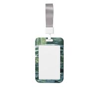 Woshuwo Portatarjetas de plástico duro con diseño de gato negro en el puente arqueado blanco, protector de etiqueta de nombre para enfermeras y oficina