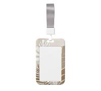 Woshuwo Portatarjetas de plástico duro con hojas tropicales y hojas de palma en suave beige para tarjetas de identificación, protector de nombre para enfermeras y oficina