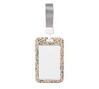 Woshuwo Portatarjetas de plástico duro con patrón de follaje de flores pequeñas, color beige claro, protector para tarjetas de identificación para enfermeras y oficina