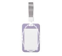 Woshuwo Portatarjetas de plástico duro deslizante, diseño de pato blanco con cinta roja sobre morado pastel, protector de etiqueta de nombre para enfermeras y oficina