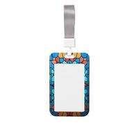 Woshuwo Portatarjetas de plástico duro para tarjetas de identificación con diseño de flores coloridas, diseño de vidrieras, protector de nombre para enfermeras y oficina