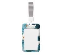 Woshuwo Portatarjetas de plástico duro para tarjetas de identificación deslizantes, diseño de patos blancos nadando en el agua, protector de etiqueta para enfermeras y oficina