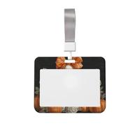 Woshuwo Portatarjetas de plástico duro para tarjetas de identificación, diseño de fantasmas y flores, diseño vintage de Halloween