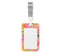 Woshuwo Portatarjetas de plástico duro para tarjetas de identificación, diseño de flores pequeñas, color amarillo, rosa y naranja, protector de nombre para enfermeras y oficina