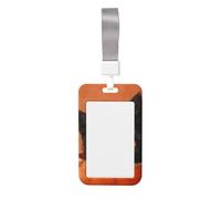 Woshuwo Portatarjetas de plástico duro para tarjetas de identificación, diseño de gatito negro en una calabaza, vintage, deslizante, protector de etiqueta de nombre para enfermeras y oficina