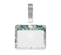 Woshuwo Portatarjetas de plástico duro para tarjetas de identificación, diseño de hojas de eucalipto, para colgar en acuarela, protector de etiqueta de nombre para enfermeras y oficina