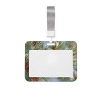 Woshuwo Portatarjetas de plástico duro para tarjetas de identificación, diseño de piñas en árbol perenne