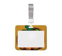 Woshuwo Portatarjetas de plástico duro para tarjetas de trabajo, diseño de calabaza, diseño vintage de arte pop, protector de etiqueta de nombre para enfermeras y oficina