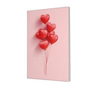 Woshuwo Póster artístico de pared con globos rojos en forma de corazón sobre lienzo rosa claro para dormitorio, sala de estar, 30 x 45 cm, enmarcado