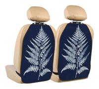 Woshuwo Protectores de asiento de coche con diseño de hojas de helecho blanco, paquete de 2 alfombrillas con bolsillos de almacenamiento para proteger de arañazos de barro y suciedad