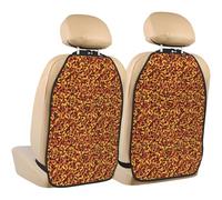 Woshuwo Protectores de asiento de coche con estampado de leopardo, color naranja quemado, paquete de 2 alfombrillas con bolsillos de almacenamiento para proteger de la suciedad, el barro y los