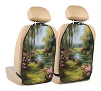 Woshuwo Protectores de asiento de coche con rosas rosas y sauces, 2 unidades con bolsillos de almacenamiento para vehículos para proteger de la suciedad, el barro y los arañazos