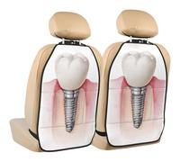 Woshuwo Protectores para asiento trasero de coche con implante dental, 2 unidades con bolsillos de almacenamiento para vehículos para proteger de la suciedad, el barro y los arañazos