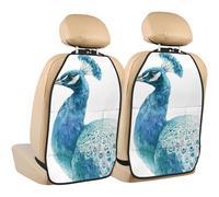 Woshuwo Protectores para asiento trasero de coche, diseño de cabeza de pavo real, 2 unidades con bolsillos de almacenamiento para proteger de arañazos de suciedad y barro