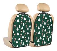 Woshuwo Protectores para el respaldo del asiento del coche con diseño de bastón de caramelo a rayas rojas, para árbol de Navidad, 2 unidades con bolsillos de almacenamiento para proteger de la