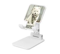 Woshuwo Puppy On Snowy Porch Step - Soporte plegable vintage para teléfono celular, ángulo ajustable, altura de escritorio, portátil, compatible con todos los teléfonos inteligentes, estilo blanco