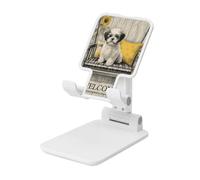 Woshuwo Puppy On - Soporte plegable para teléfono celular, ángulo ajustable, altura de escritorio, portátil, compatible con todos los teléfonos inteligentes, estilo blanco