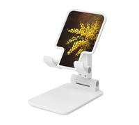 Woshuwo Rama de flores amarillas, soporte plegable para teléfono celular, ángulo ajustable, altura de escritorio, portátil, compatible con todos los teléfonos inteligentes, estilo blanco