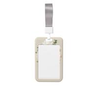 Woshuwo Ramo de peonías blancas con cinta deslizante para tarjetas de identificación, funda de plástico duro para tarjetas de trabajo, protector de etiqueta de nombre para enfermeras y oficina