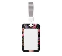 Woshuwo Ramo de peonías, rosas, tulipanes, flores silvestres, soporte deslizante para tarjetas de identificación de plástico duro, protector de etiqueta de nombre para enfermeras y oficina