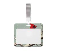 Woshuwo Red Bird On Snowy Branch Minimal Vintage - Soporte para tarjetas de identificación de plástico duro, protector de etiqueta de nombre para enfermeras y oficina