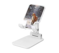 Woshuwo Red Fox In A Quiet Snowy Forest Soporte plegable para teléfono celular, ángulo ajustable, altura de escritorio, portátil, compatible con todos los teléfonos inteligentes, estilo blanco
